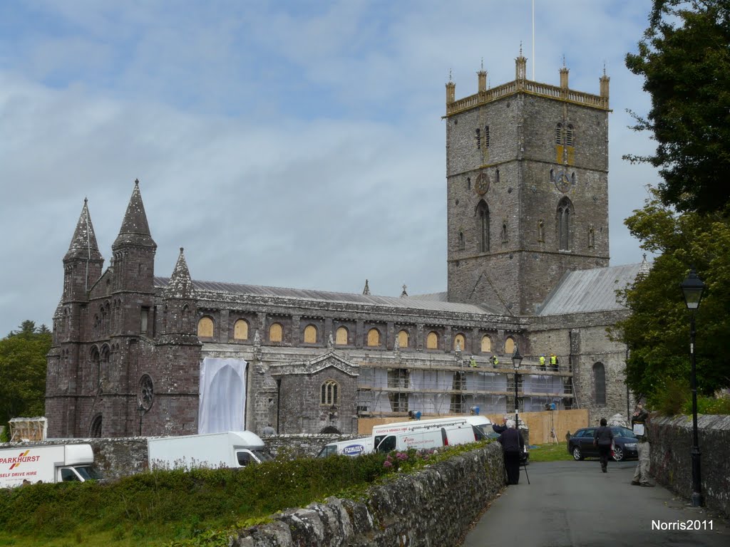 St David's Cathedral. Shuttered and Cloaked for the filming of a BBC production of Richard 11 during June 2011. by grumpylumixuser