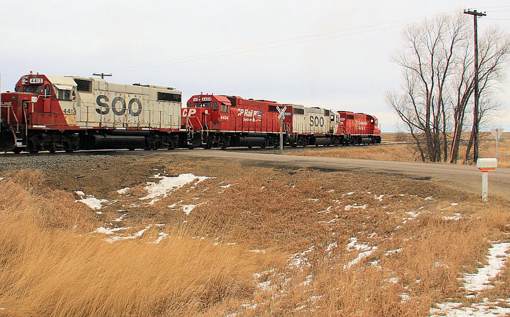 SOO #4413 & CP Rail #4404 Benedict, N.D. by dloran01