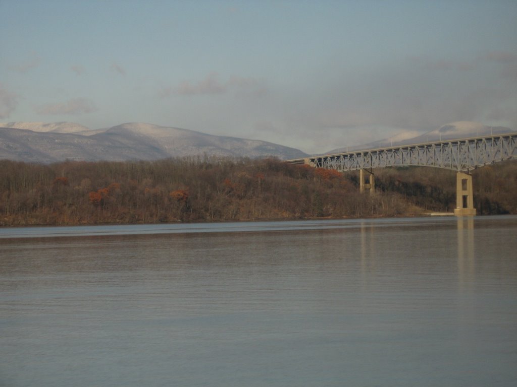 Kingston-Rhinecliff Bridge and Catskills from Amtrak by Chris Sanfino