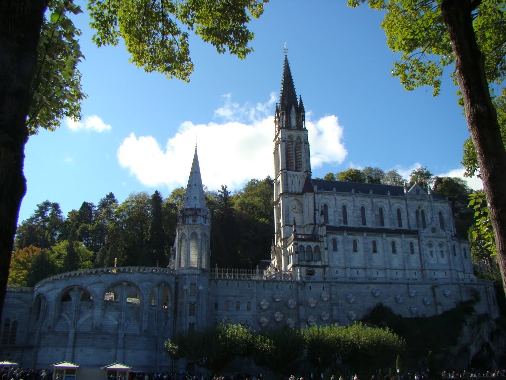 Lourdes : A place between earth & sky**by Cathy Cotte**Our Lady of the Rosary Basilica (XIX century) viewed from the other side of Le Gave by ♥ Cathy Cotte ♥©