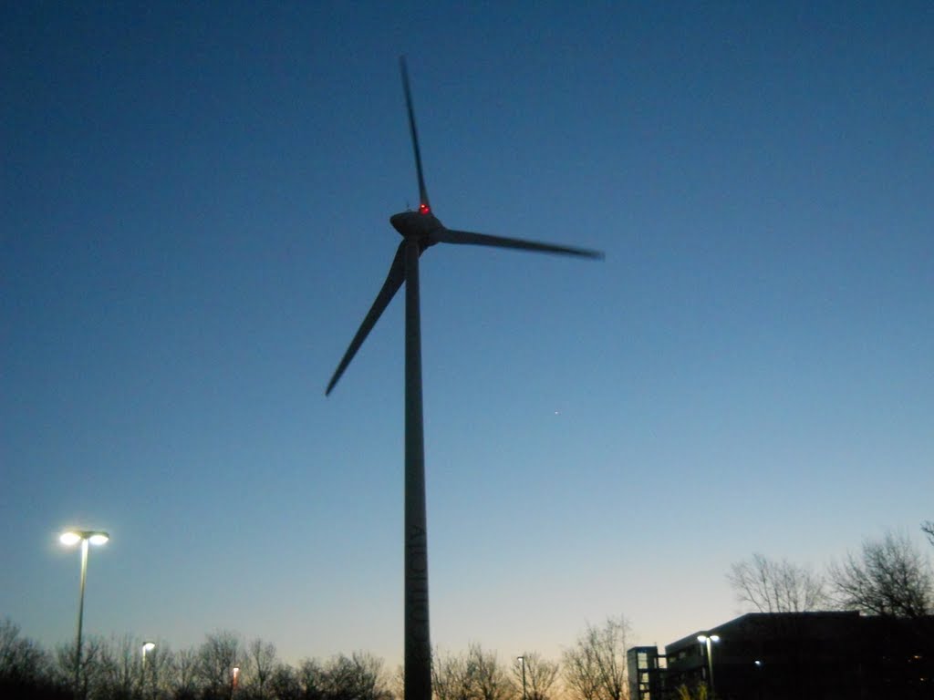 Green Park Wind Turbine, at dusk by Robert'sGoogleEarthPictures