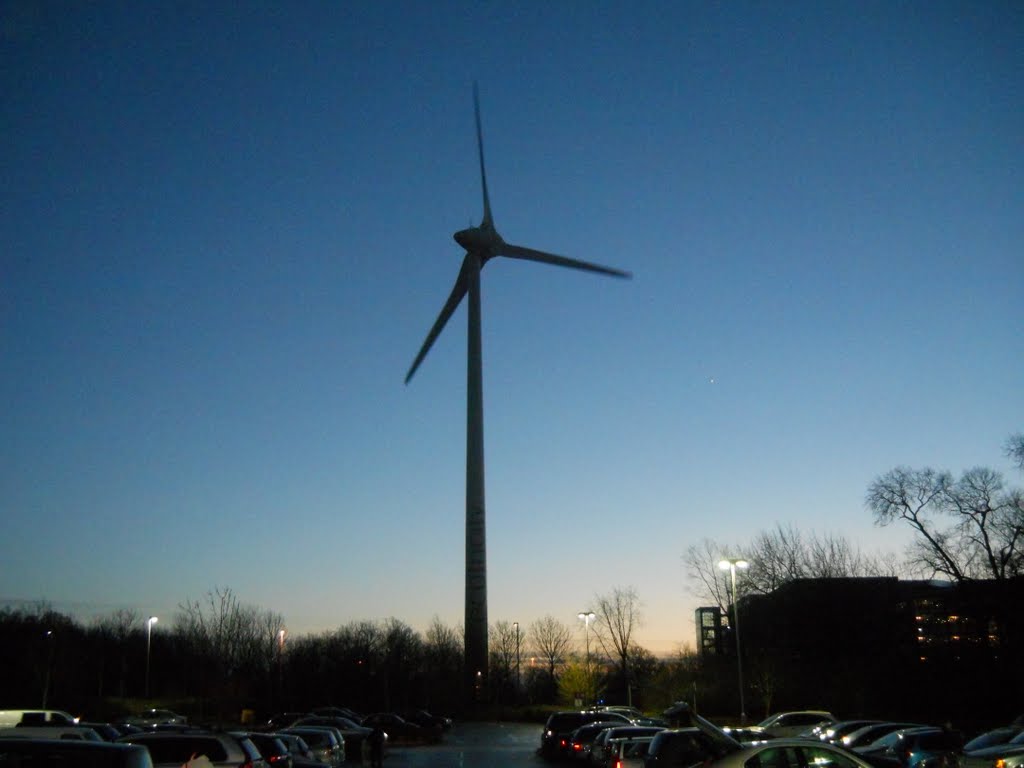 Green Park Wind Turbine, at dusk by Robert'sGoogleEarthPictures