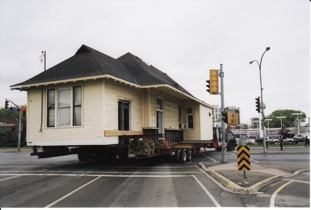 Moving Burlington Train Station at Corner of Brant St. & Fairview St. in 2005 by Joseph Hollick