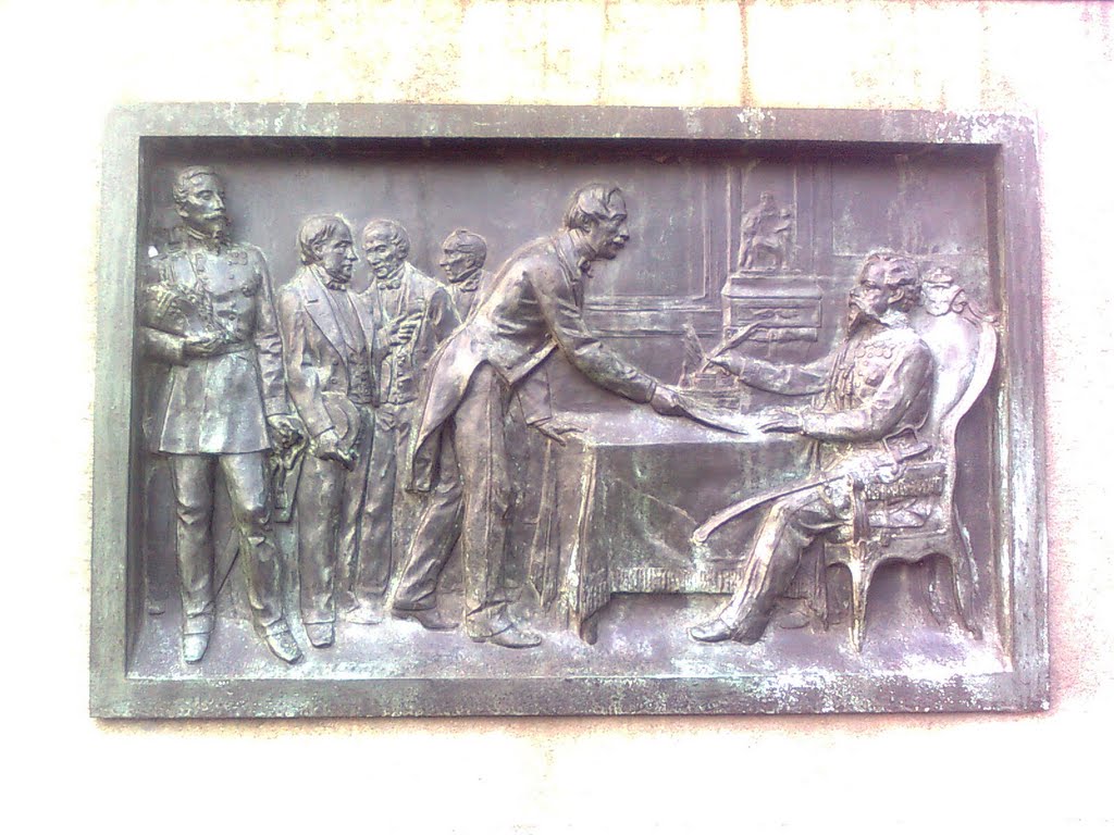 Torino- Bassorilievo sulla base del monumento a Massimo D' Azeglio (alla destra di D' Azeglio) by Lorenzo Pavetto