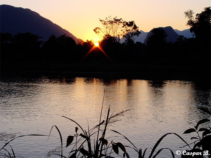 Sunset over the river (Laos, Vang Vieng, 2003) by Caspar B.