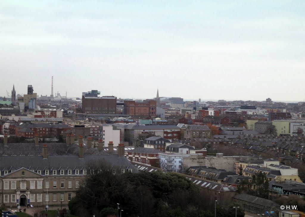 A view towards Guinness Brewery and in the foreground is the Royal Hospital Kilmainham (The Irish Museum of Modern Art) Dublin Ireland by H.Warren