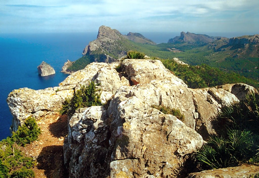 View 1 from the peak of Albercutx near Cap de Formentor, Mallorca 2001 by Scheffbuch