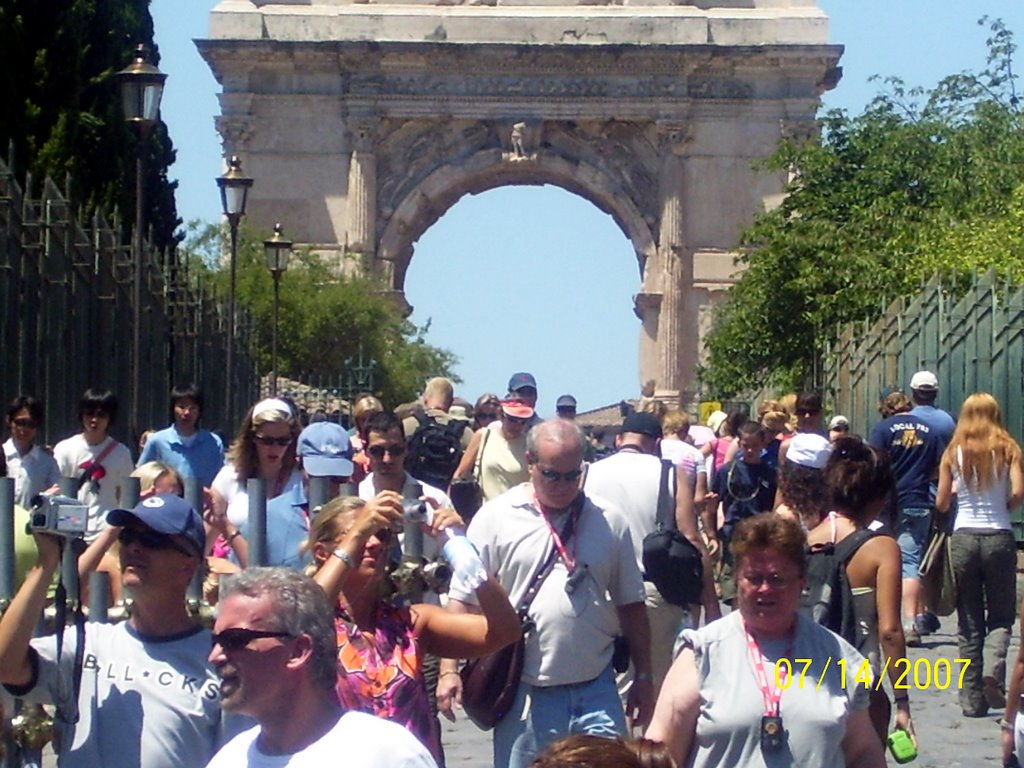 On the Via Sacra foreground the Arch of Titus Rome, Lazio Italy by Manuel Santiago