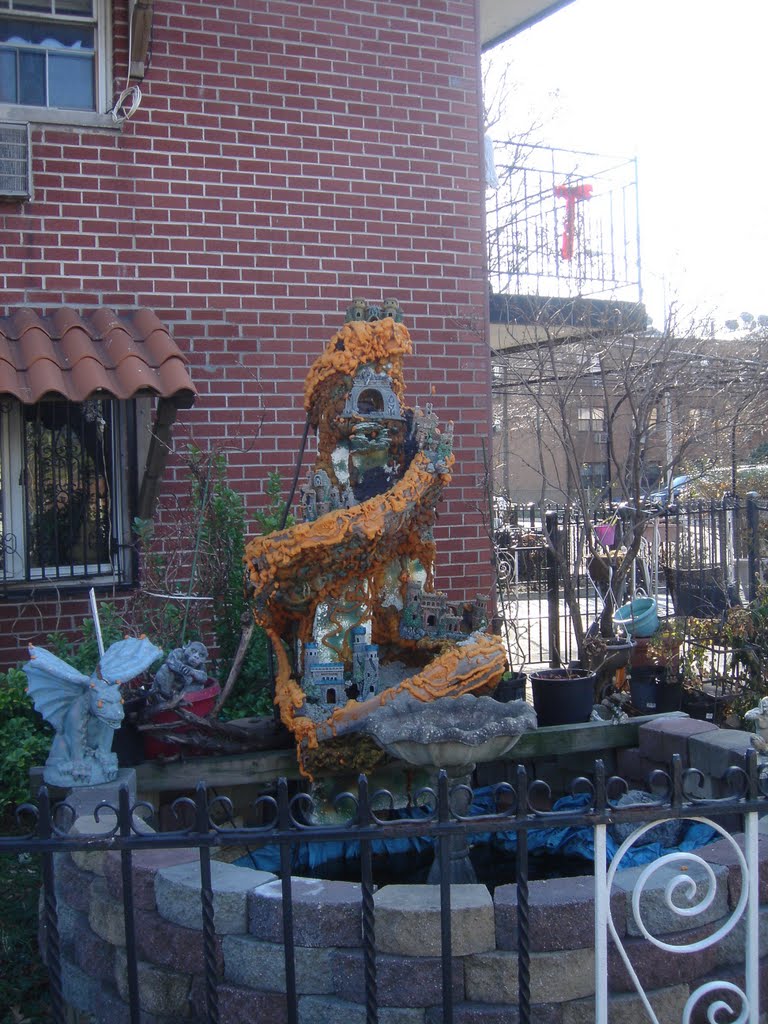 Gothic fountain on 79th St and Astoria Blvd facing south by Robert Reichenbach