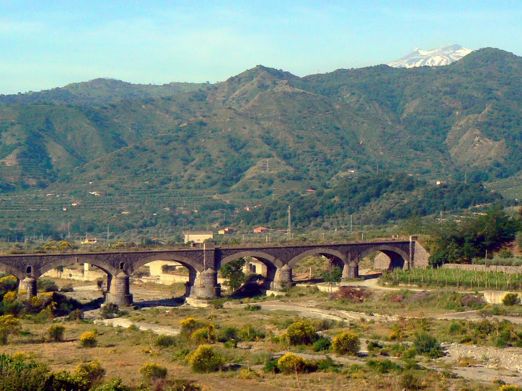 Alcantara River Valley - Mount Etna in the background visible. by Zygmunt Borowski