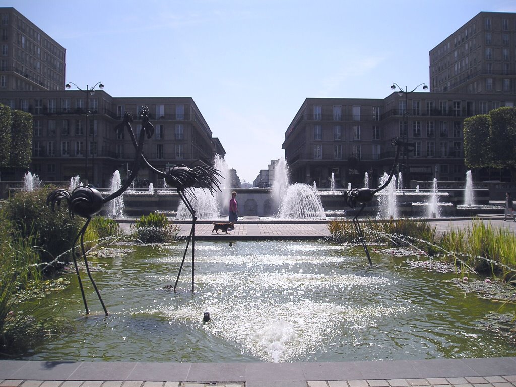 Le Havre Wasserspiele vom Rathaus by Alexander Brand