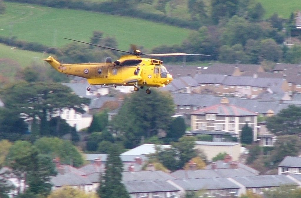 Sea King Helicopter over Town by regged