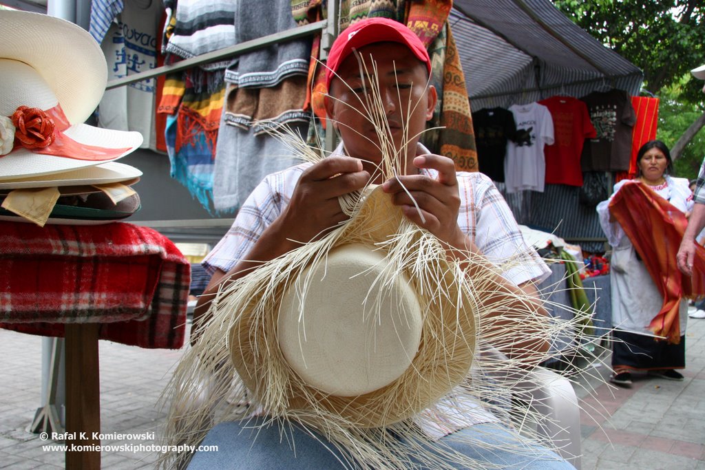 Monte Cristi, Ecuador, world famous Panama Hats in making by local artisan by Rafal K. Komierowski