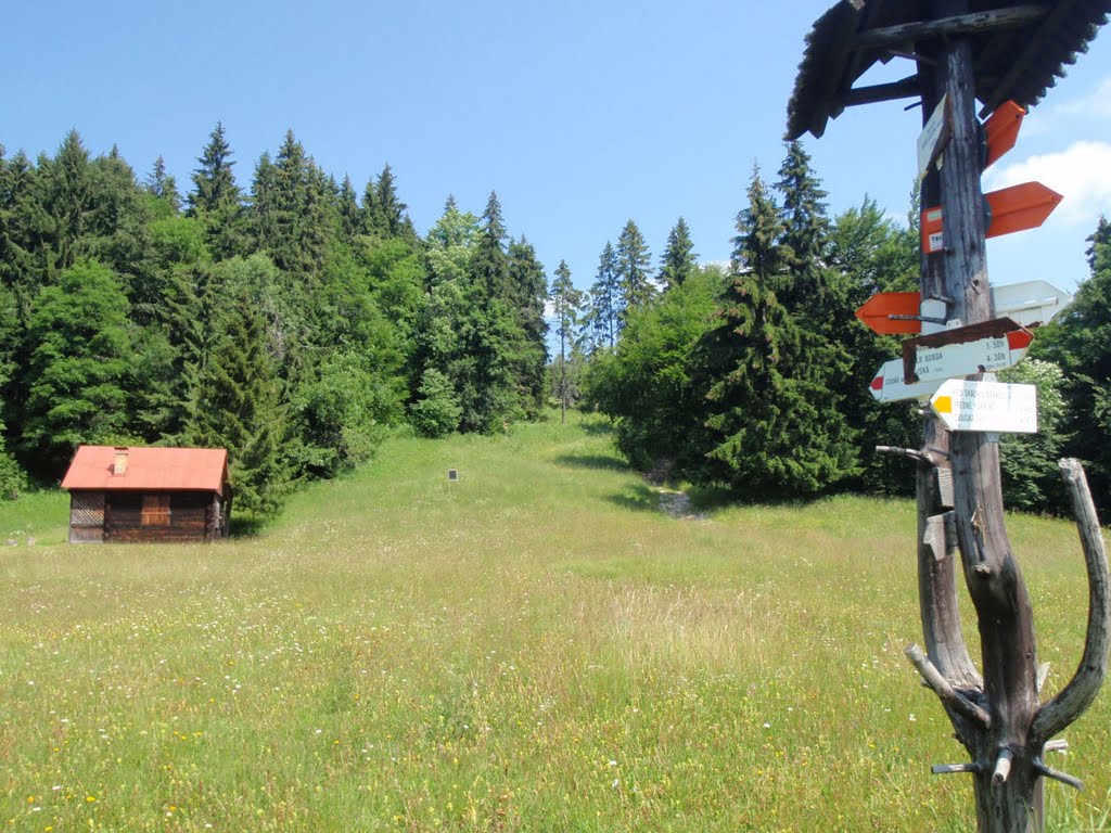 Nižná Kľaková, útulňa 1200m, rázcestník by HomerJ.