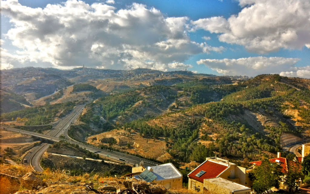 Maale Adumim looking towards Mt. Scopus (at ridge in center of photo), Jerusalem, Israel by dvoge