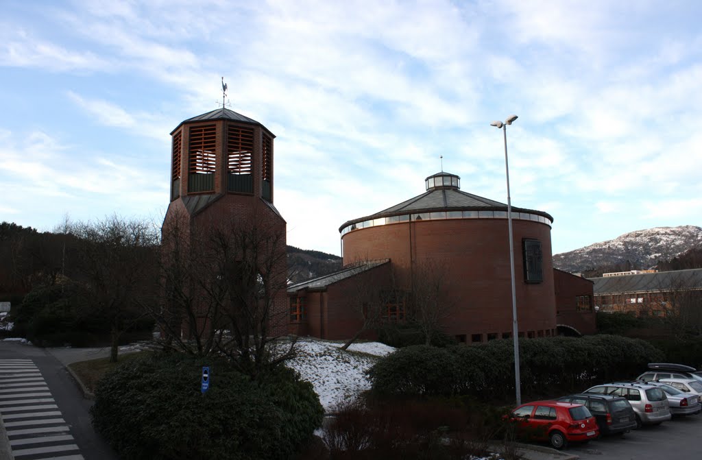 The bell tower and Åsane church by Mona Lygre