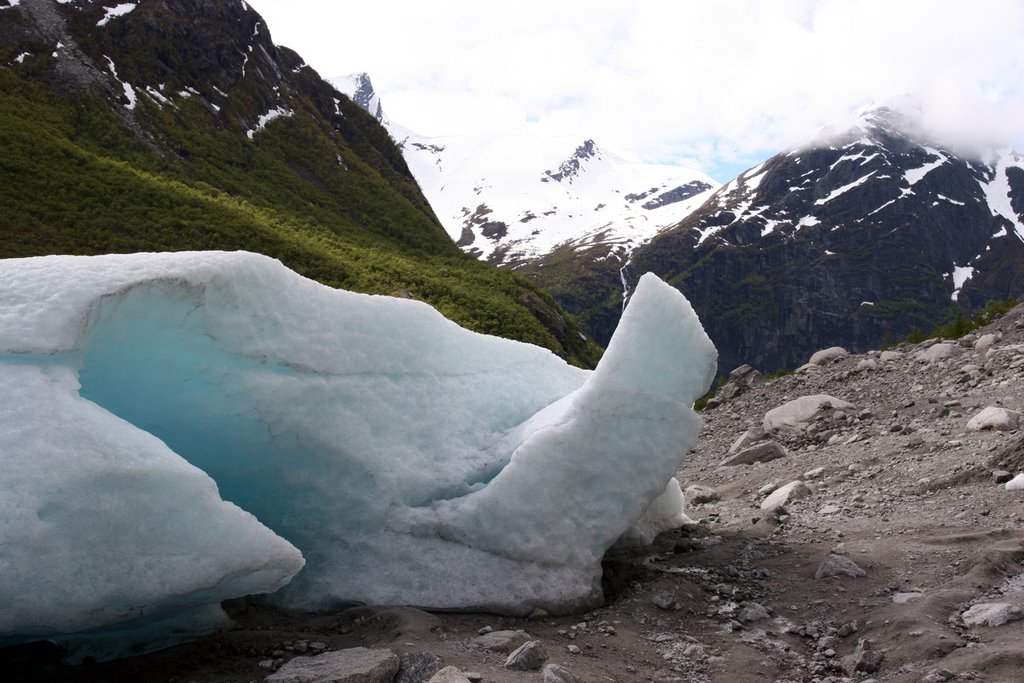 The receding edge of Briksdalen glacier by Paul Sorensen