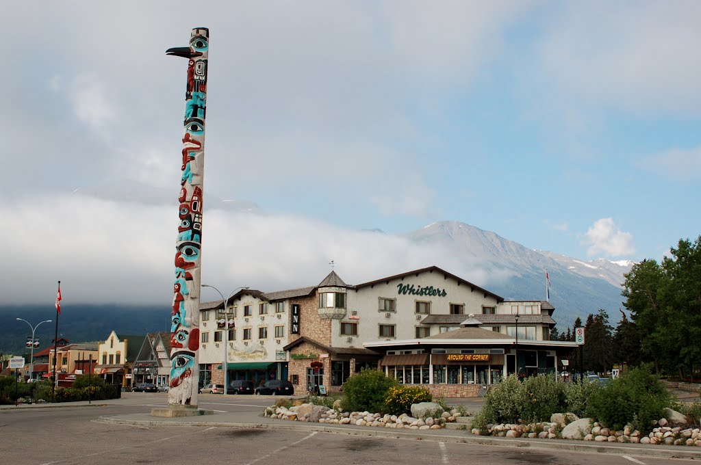 Whistlers Inn and Totem Pole at Jasper, Alberta, Canada by Scotch Canadian