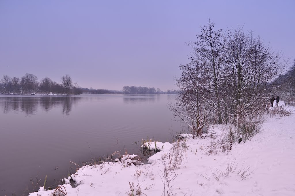 Snow and Clear Skies at Whitlingham Broad by throzen