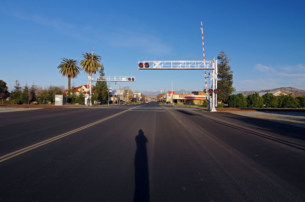 Looking east from west Pine Street in the direction of Historic Downtown Exeter, 2/2012 by David Husted