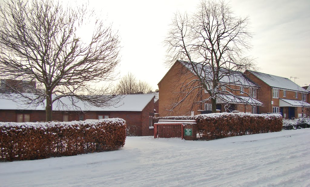 Snowy entrance to Medico Legal Centre and houses on St. Philip's Road, Sheffield S3 by sixxsix