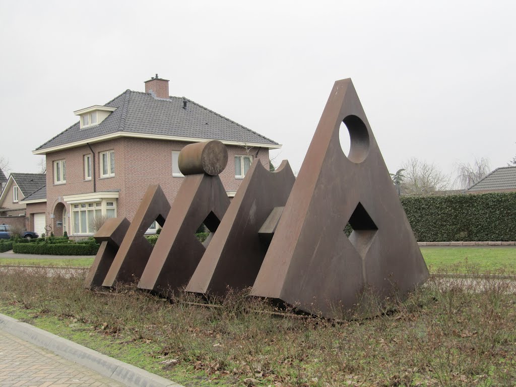 Sculpture "Die Aufteilung" created by Eberhard Foest at the Lindenpark by Willem Nabuurs