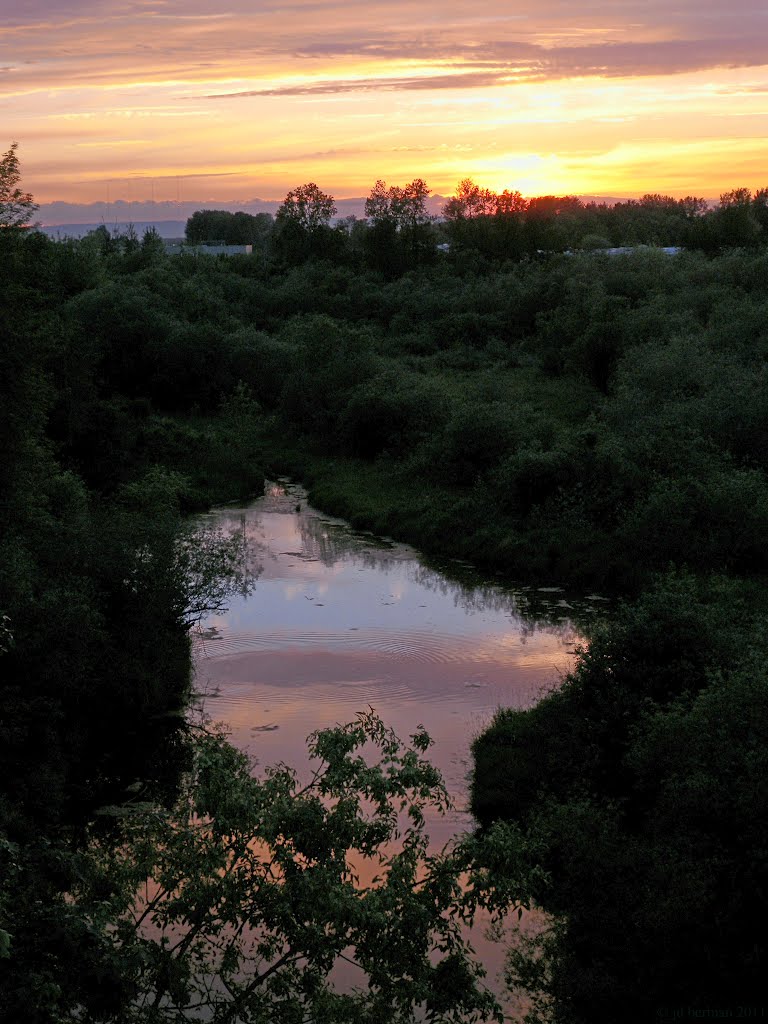 Columbia Slough and Big Four Corners Wetlands at sunset by Jonathan Berman