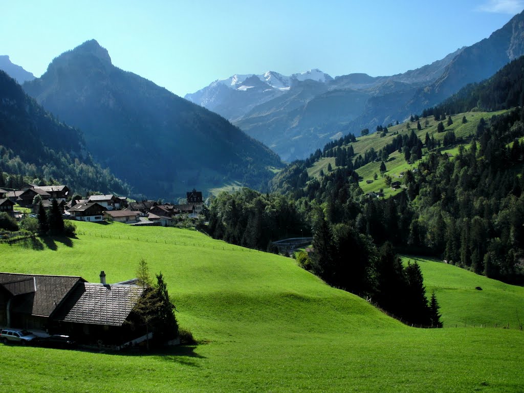 Kiental with beautiful view on Blümlisalp (3661m) by Skur