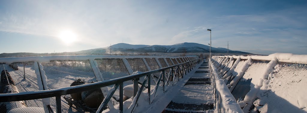 Gellivare railstation bridge view dundret by Sweden|Aurora|