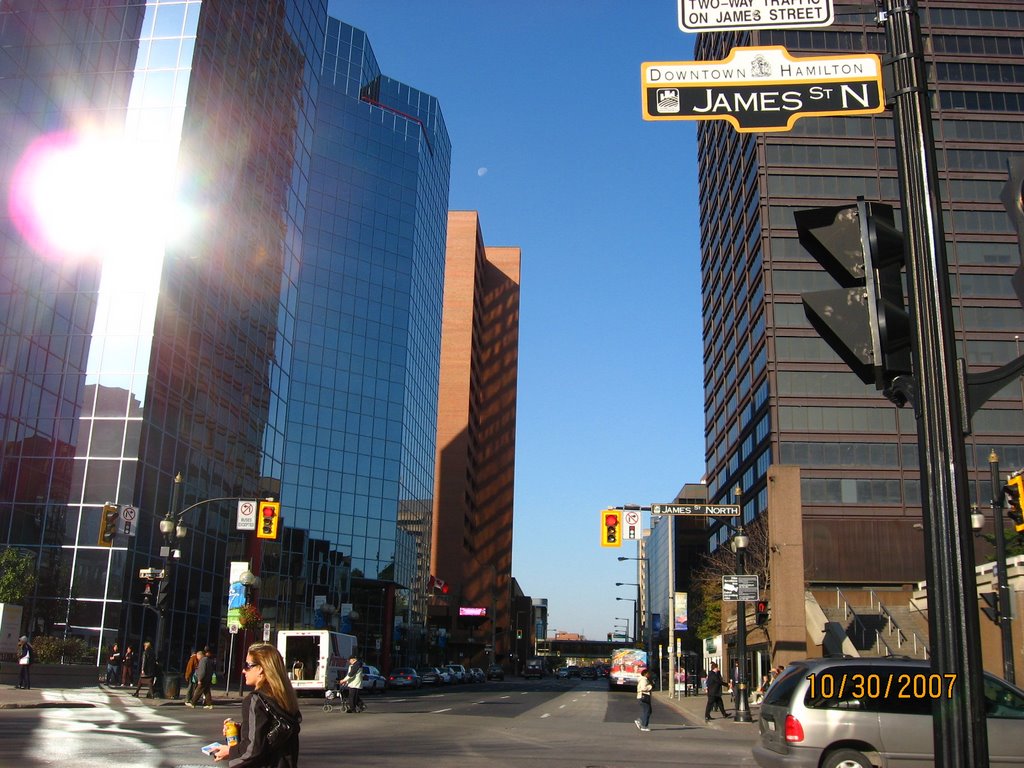 The intersection of King Street and James Street in Downtown of Hamilton, Ontario, Canada by Richard Jia