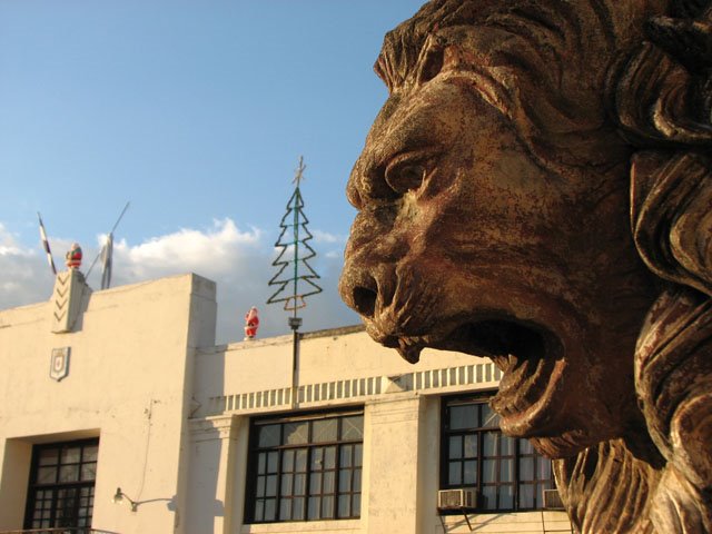 Lion eating santa and x-mass tree.... Cathedral Lion Leon Nicaragua by snorth