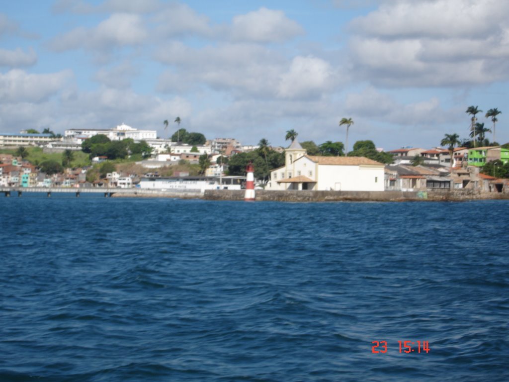 Humaita beacon and church from Todos os Santos Bay by Paulo F. de Lima