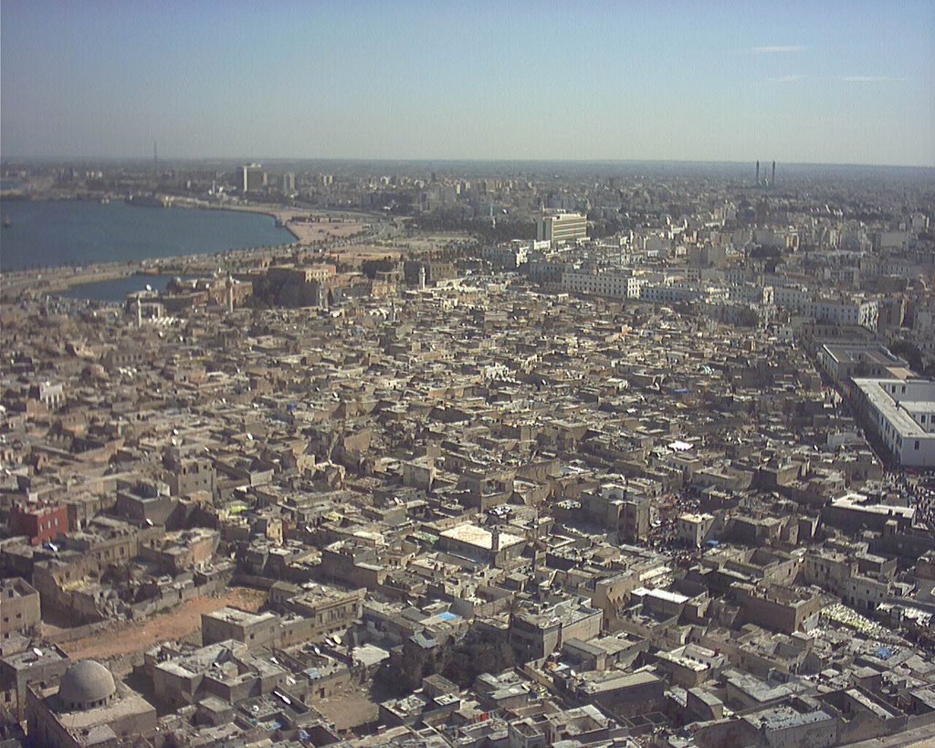 Airial View to Old Tripoli propably in the 80s by Ali Tohami