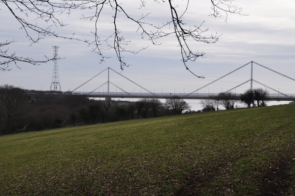 Chepstow : Grassy Field & Wye Bridge by A Photographer