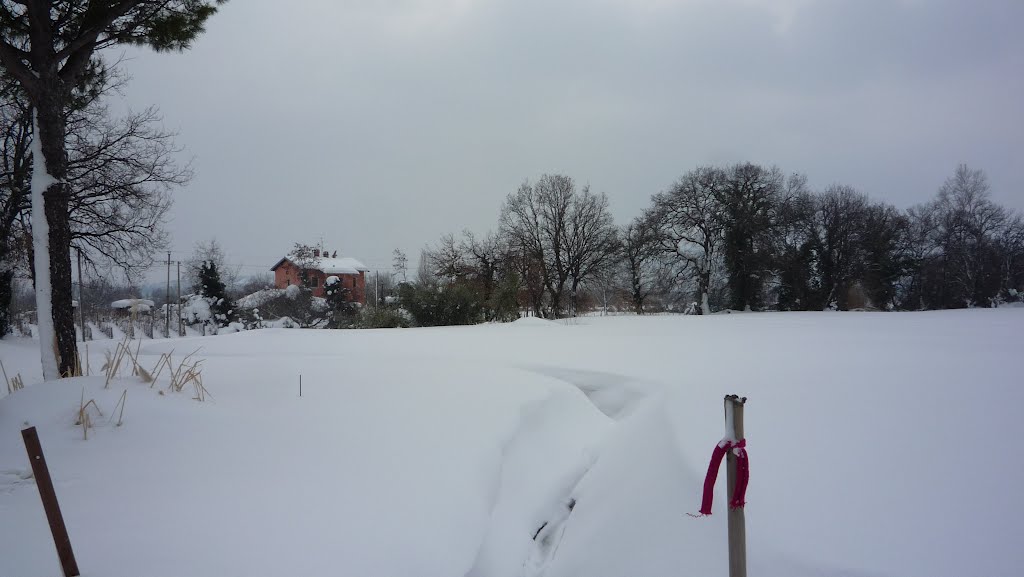 La neve sembra cancellare il tracciato della fossa Viserba. by ronnyraggini