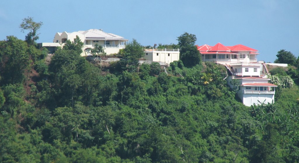 Houses on Westerhall Heights viewed from Calivigny (zoom), Grenada by Hogan of Grenada