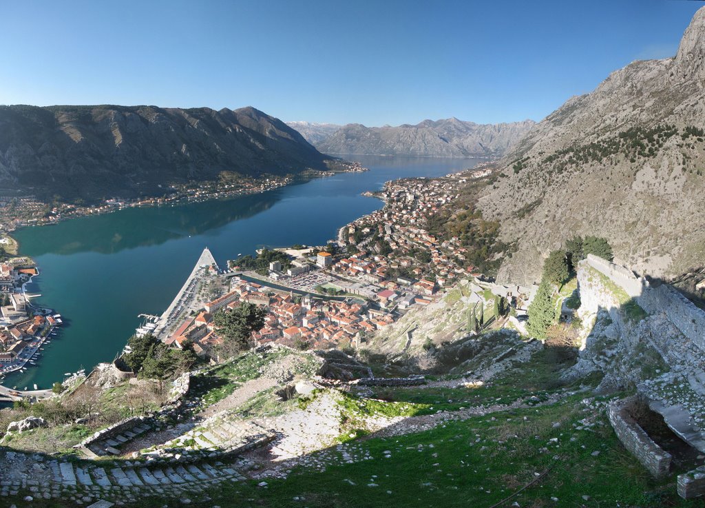 View over Kotor bay by oxenbort