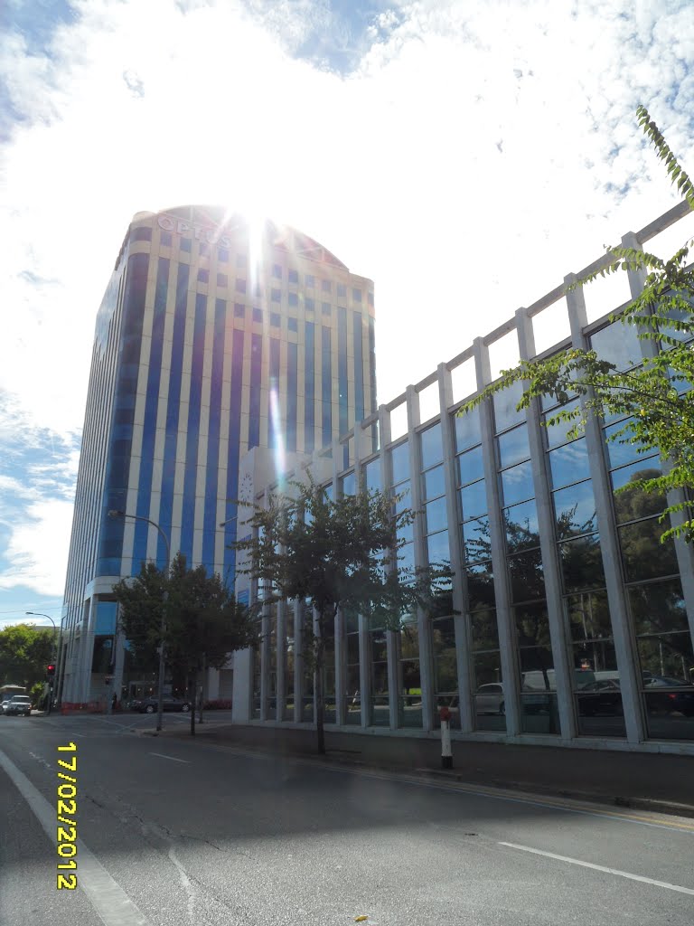 Glaring Buildings along SouthTerrace near King William Street, in ADELAIDE, on 17-02-2012 by Peter John Tate,