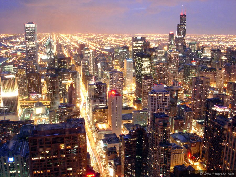 Chicago Night Skyline from the Hancock Building by Jerod Schmidt