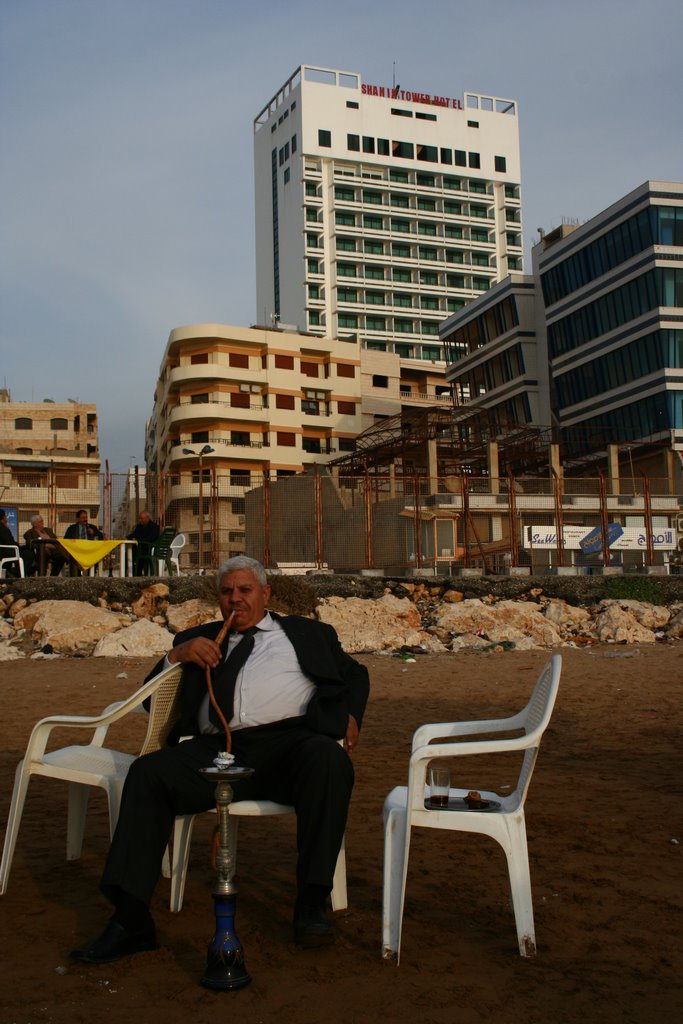 Smoking Nargileh and watching the sunset over the Medditeranean - Town of Tartus by yavor_kr