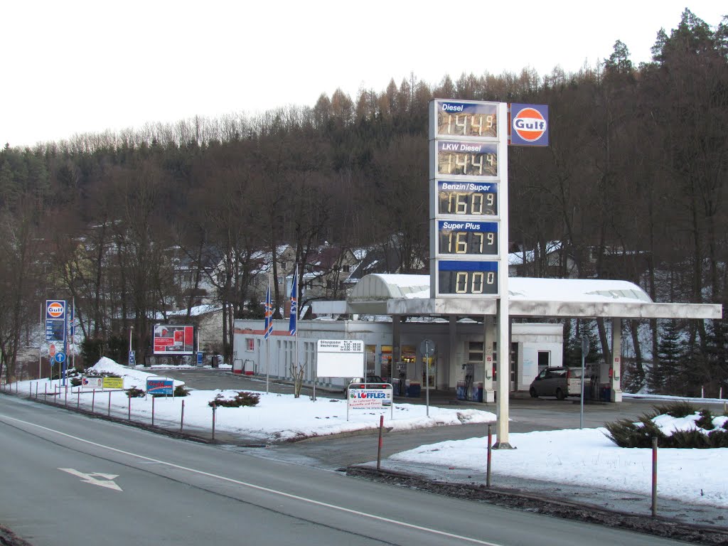 Gulf Tankstelle in der Zeulenrodaer Straße in Greiz by feuerwehrsammler