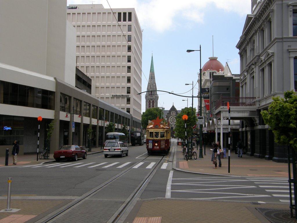 Looking down Worcester St, Christchurch, NZ by kaarvea