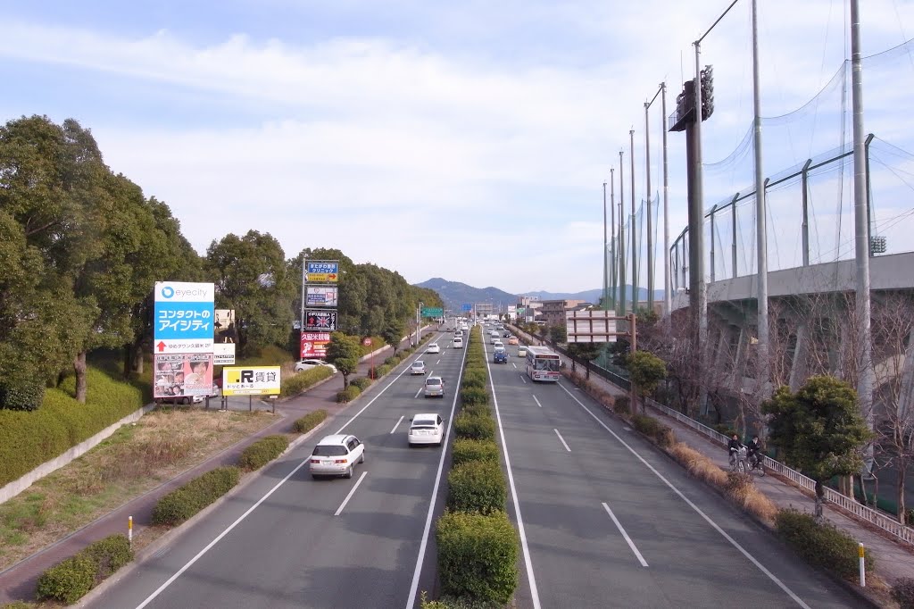 百年橋から見た国道210号 R210, A view from Hyakunen Overpass by titanium22