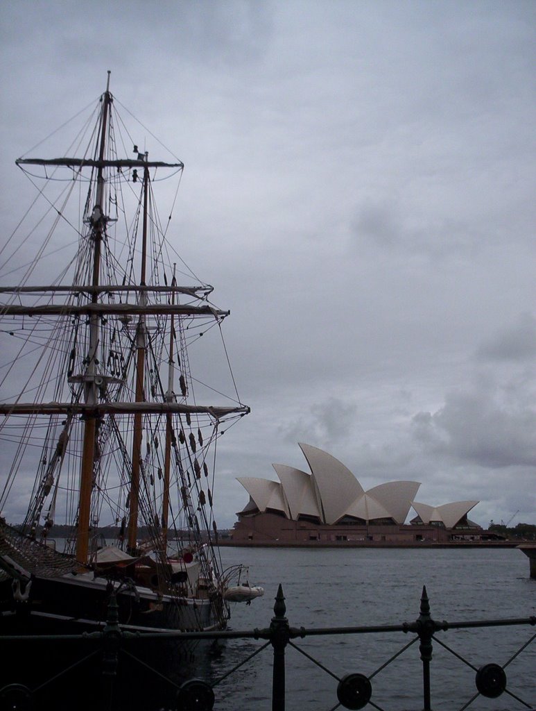 Tall ship and Sydney Opera House by Elena Govor