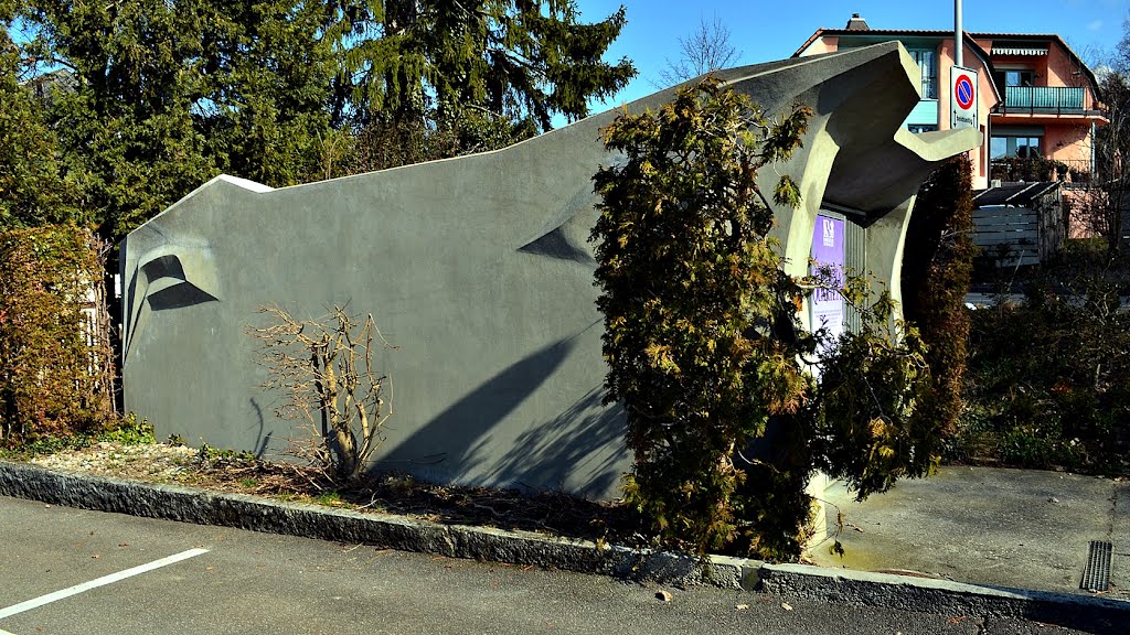 Dornacher Anthroposophen-Kolonie: Oberer Zielweg, Garage Farnikowa, erbaut 1965. Architektur von Erich Zimmer by Wilhelm Tell