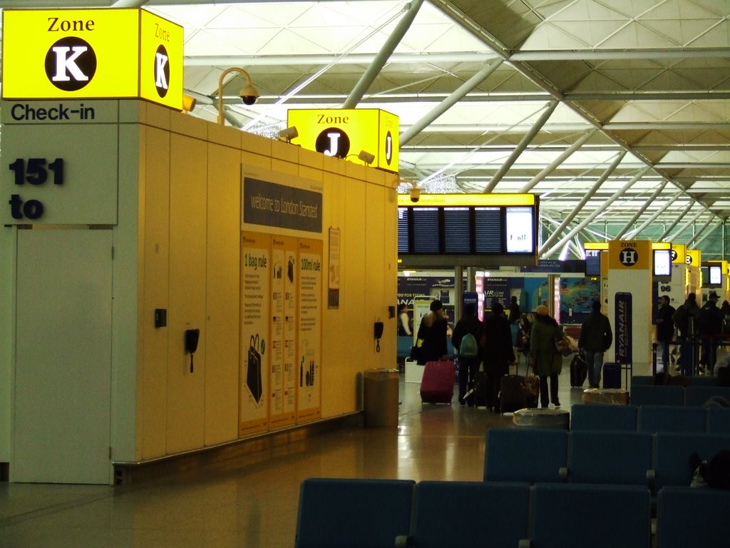 Check-in zones Stansted Airport. by kiwidane