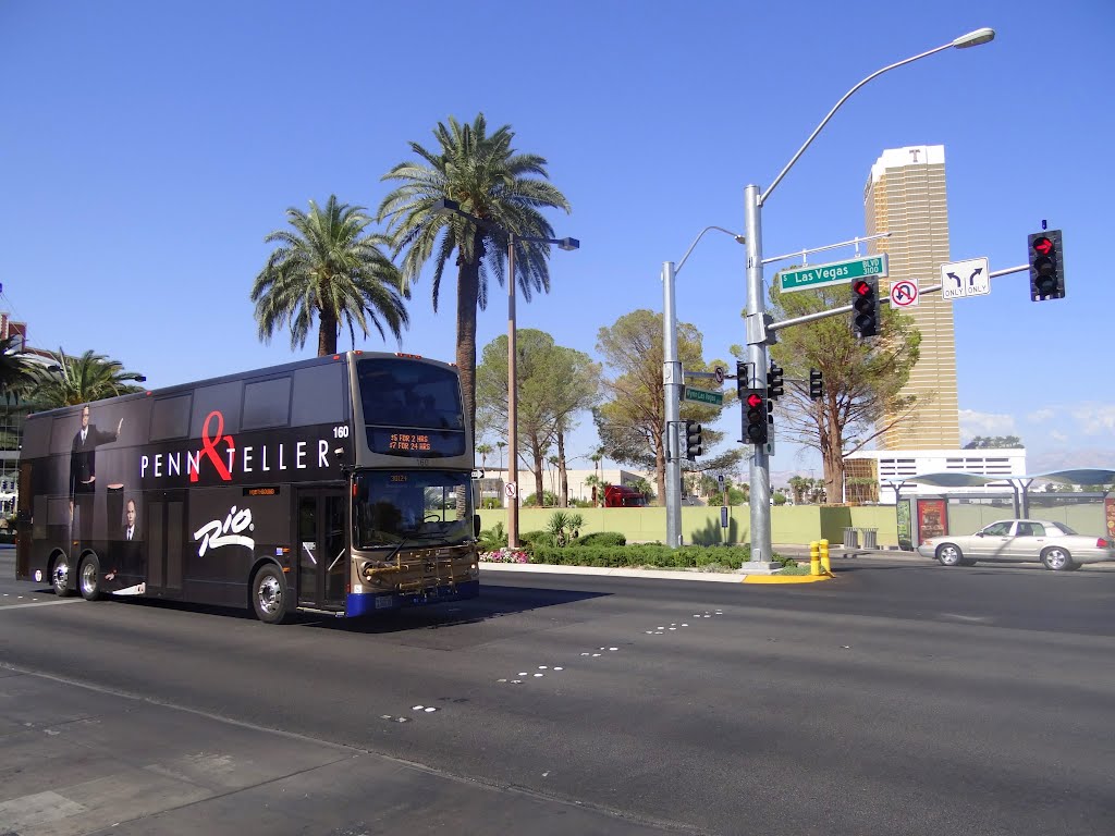 Shuttle Bus and Trump Tower in Las Vegas, NV, USA by Sergey Daulenov