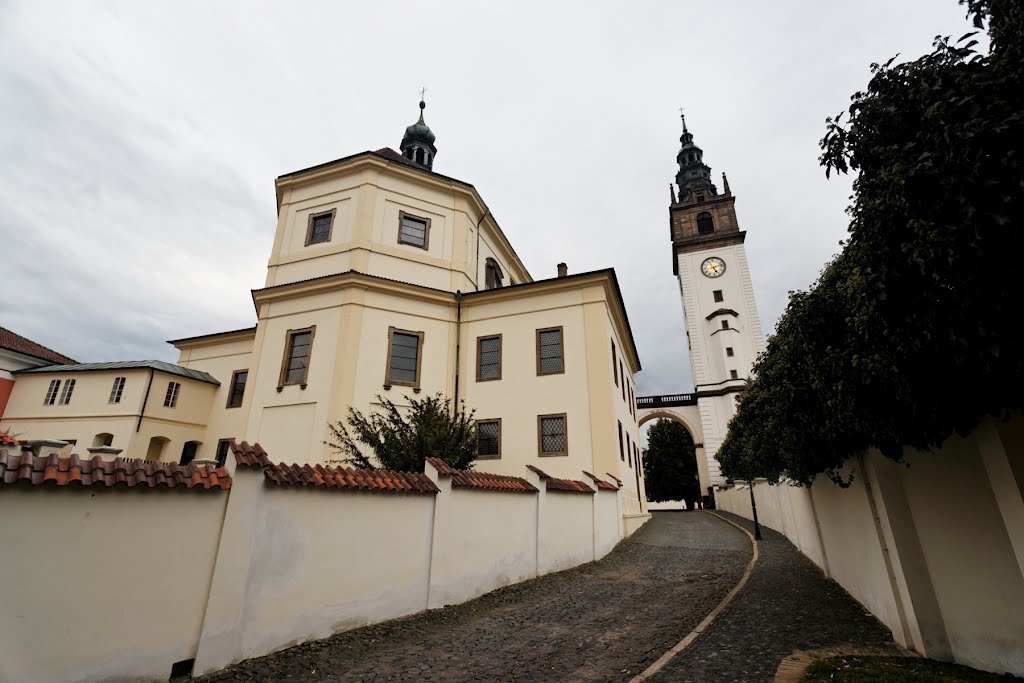 Litoměřice - Máchova - View WSW on St Stephen's Cathedral 1668 and Bell Tower 1889 by Viennese Architect Ferstel by txllxt