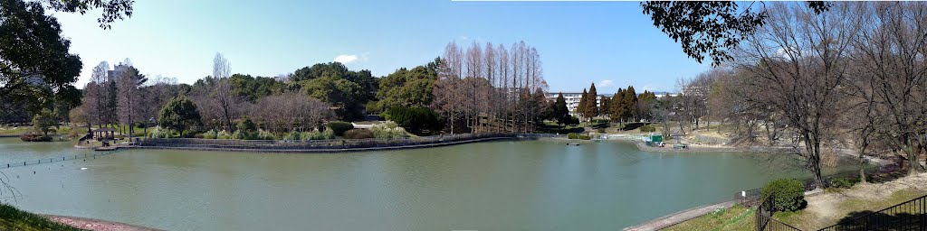 2012.03.14 牛ヶ首池の東側中央付近ｶﾗ北向きパノラマ（千里南公園） by H.Katayama