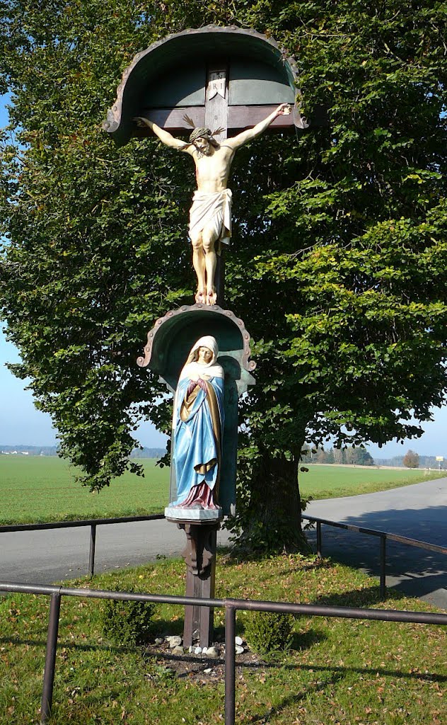 Feldkreuz mit Jesus und Maria beim Kloster in Reute by J. Eichendorf